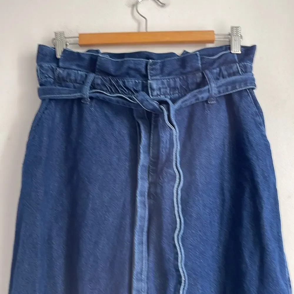 Boden Wide Leg Paperbag belted waisted hi rise Jean trouser pants sz 8 - Picture 2 of 8
